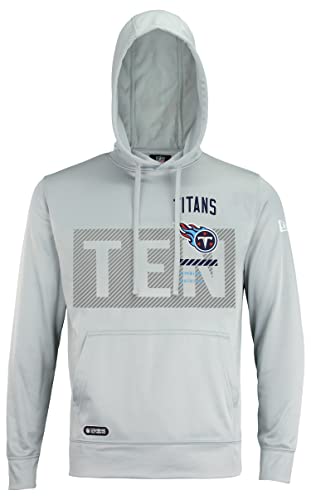 New Era NFL Men’s Drill Performance Cool Grey Pullover Hoodie, Pro Football Sweatshirt, Tennessee Titans, Large