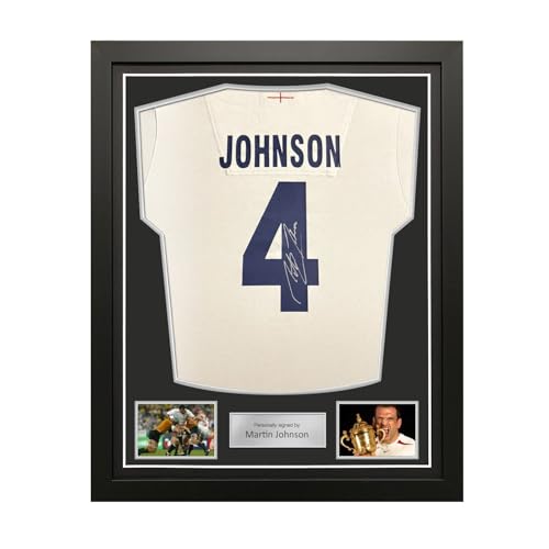 Camiseta de Rugby de Inglaterra firmada por Martin Johnson: 4. Enmarcada