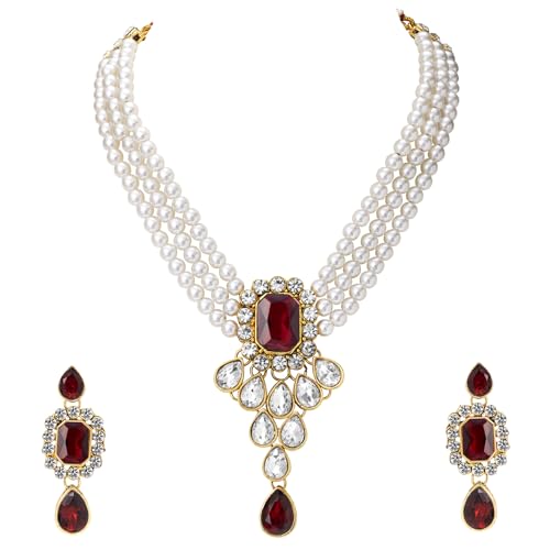 Image of Peora Crystal Faux Pearl Jewellery Gift Set for Women