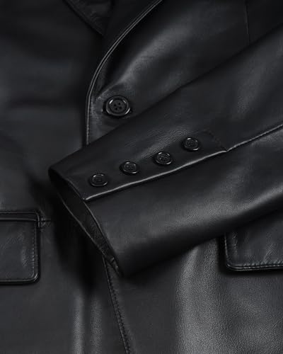 Image of fjackets Mens Leather Blazer Jacket - Real Lambskin Leather Sport Coat, 2-Button, Fully Lined, Business to Weekend