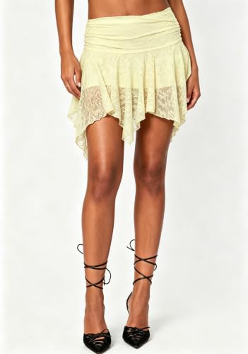 Image of Womens Y2k Ruffle Bloomer Short Lolita Layered Lace Mini Skirt