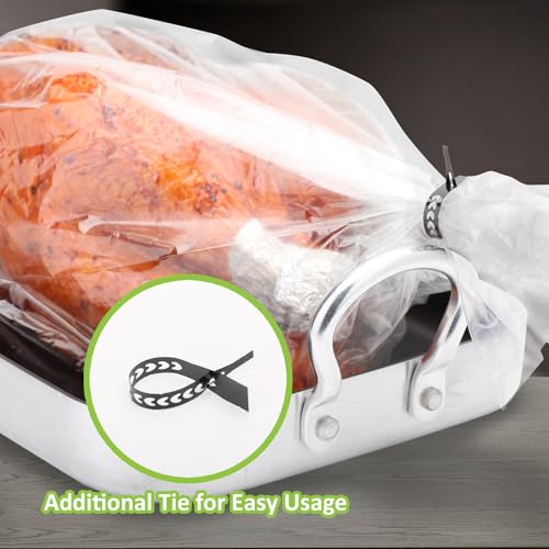 100 Count Ebelbo Nylon Turkey Oven Bags, 19x23.5 Inch Large Size BPA Free up to 400°F for Meats Chicken Seafood Vegetables Cooking Roasting Freezer