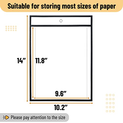 Mr. Pen- Dry Erase Pockets, 6 Pack, 10.2 X 14 Inches, Black, Reusable Plastic Sleeves For Paper, Clear Shop Ticket Holders, Dry Erase Pocket Sleeves, Dry Erase Sleeves, Clear Document Sleeves #TOP2