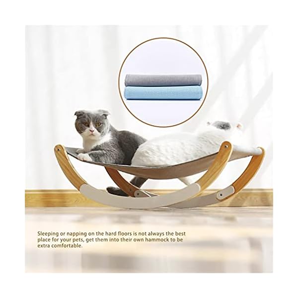 SLATIOM-Comfortable-SunnyHammock-Removable-Bed-Lounger-Solid-Wood-Durable-Strong-Wood-Frame-Bed-Small-Dogs-Sofa-Mat-Pet-Bed-For-Color-Blue-Size-One-size Comfortable SunnyHammock for Small Dogs - Keep Your Dog Happy