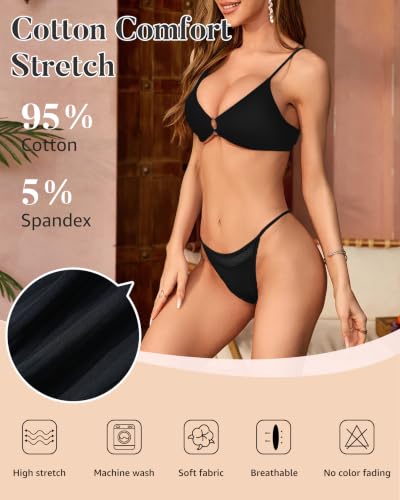 Image of LEVAO Cotton Underwear for Women, Lace Cut Out String Bikini Panties S-3XL