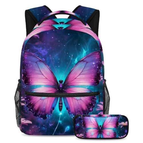 Sac à dos grand volume violet fini le désordre scolaire ensemble 2 pièces ados