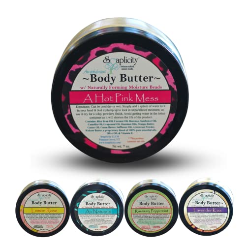 All-Natural Body Butter Moisturizing Butter For Whole Body | Concentrated Body Butter Just Add Water | Softer, Smoother Hydrating Dry Skin Lasts Up To 9 Months 7 Oz (A Hot Pink Mess) #TOP5