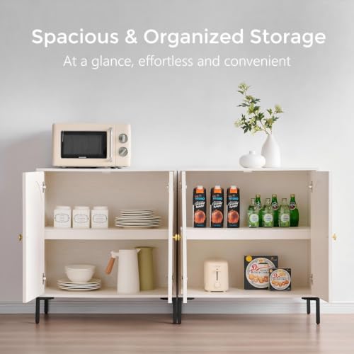 Image of IFGET Modern Buffet Cabinet with Storage, White / 92.63 inch W /141LBS