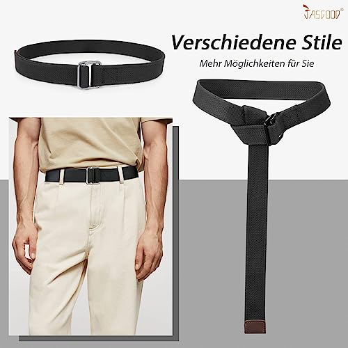 JasGood 2 Stück Herren Canvas Gürtel, Gewebter Casual Gürtel