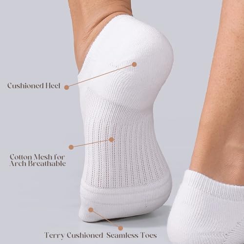 Image of ForBaysy Low Cut No Show Socks Womens Athletic Cushioned Ankle Socks for Sneakers Invisible Sport Cotton Socks Multiple Pairs