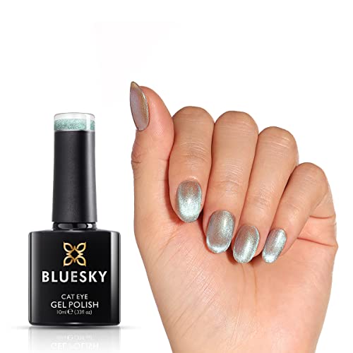 BLUESKY Vernis Semi Permanent Pailleté- Luxe Diamond Cat Eye Gel Vernis Magnetique, Soak-off Gels, Sèche sous UV LED Lampe, Oeil de Chat, Manucure 10ml