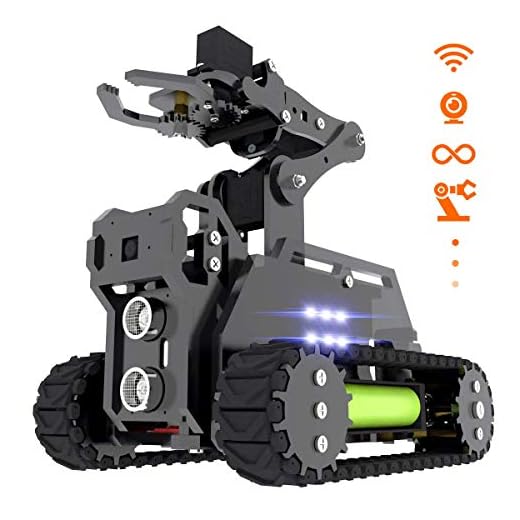 Adeept RaspTank - Robot inteligente inalámbrico WiFi para Raspberry Pi 4/3 modelo B+/B robot de seguimiento de tanque con brazo robótico 4-DOF, seguimiento de objetivos OpenCV, transmisión de vídeo