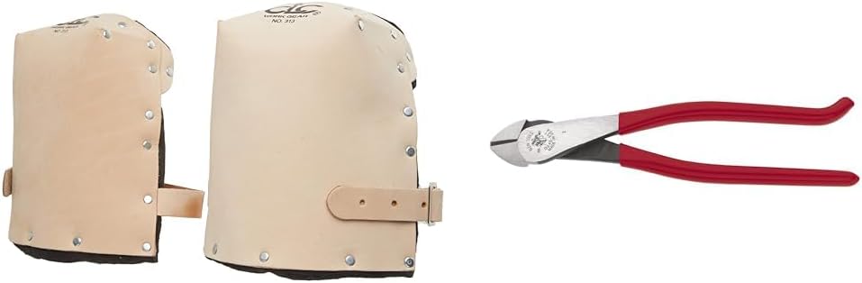 Custom Leathercraft CLC 313 Leather Kneepads and Klein D248-9ST 9-Inch High-Leverage Diagonal-Cutting Pliers Bundle
