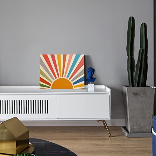Ogilre Boho Sun Sunset Sunrise Sunshine Colorful Abstract Canvas Wall Art Decorations Prints, Girls Bedroom Room Pictures 11X14 Inch Framed #TOP2