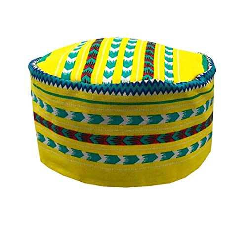 Vipada Handmade African Dashiki Hat Kente Pattern Kufi Kofi Hat Cap 3 (Light Blue)