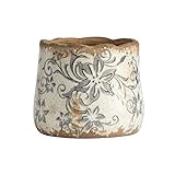 Nearly Natural 4.5in. Tuscan Ceramic Gray Scroll Planter, White