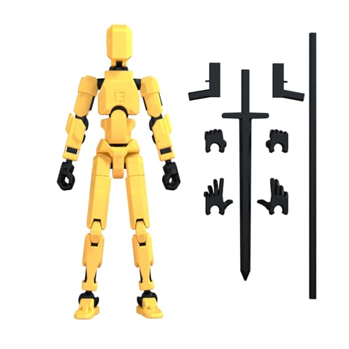 Image of MerryXD T13 3D Action Figure,Assembly Completed Dummy Nova Titan Lucky 13 Action Figure 3D Printed Multi-Jointed Movable Toy Yellow