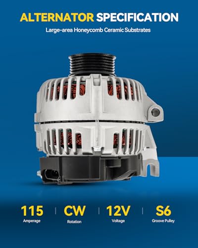 Image of PHILTOP New Alternator 11069N for Chevy Malibu 2004-2006 2008-2009 3.5L | New Alternators Replacement 12V 115Amp CW S6, OE 15794597,22633659,2650400B,2650322,2650400SP,TG11S053