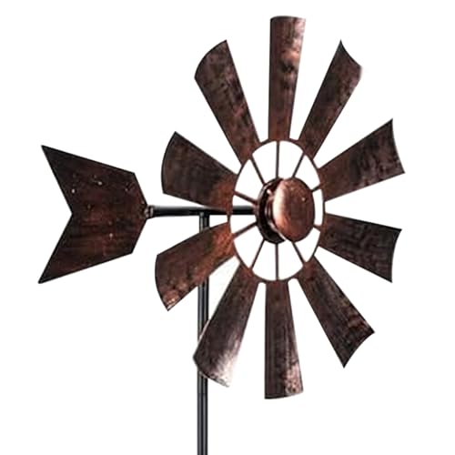 Molino de viento para patio, 28.7 x 9.5 pulgadas, molinillos de viento de metal impermeables, molinillos de viento de jardín, esculturas de viento vintage y molinillos para patio, césped al aire libre