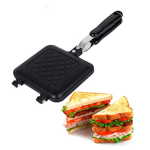 Camping Toastie Maker Non-Stick Stovetop Toastie Maker Baking Pan with Heat-Resistant Handles, Double Sided Multifunction Stovetop Toasties Makers for Home Outdoors Camping