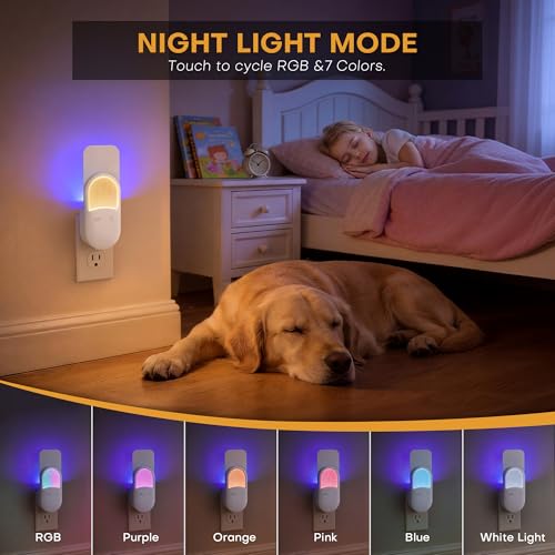 Fruit Fly Trap for Indoors Plug-in, Gnat Trap Indoor Insect Trap with 7 Refill Cartridges, UVA Light Bug Catcher with Dual Modes, 8-Color RGB Night Light Sensor for Kitchen Bathroom Home — view 5
