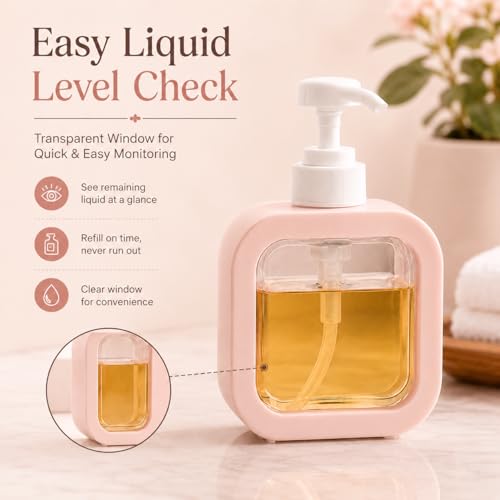 Image of Soap Dispenser for Wash Basin - Handwash Dispenser Bottle for Bathroom Sink - Liquid Soap Hand Wash Pump Bottle Plastic Container for Home, Bathroom(Pink,Pack of 2)