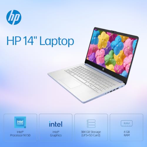 Image of HP 14 inch Laptop, Intel Processor N150, 4GB RAM 384GB Storage(UFS+SD Card)