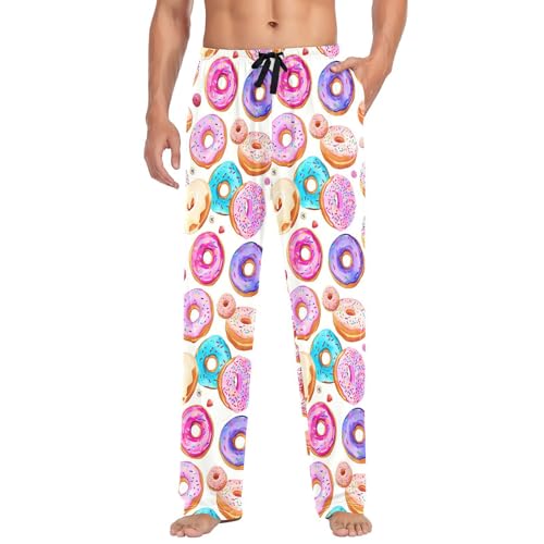 Donut Men's Pajamas Pants Cotton Sleep Bottoms Pants Lounge Sleepwear - S