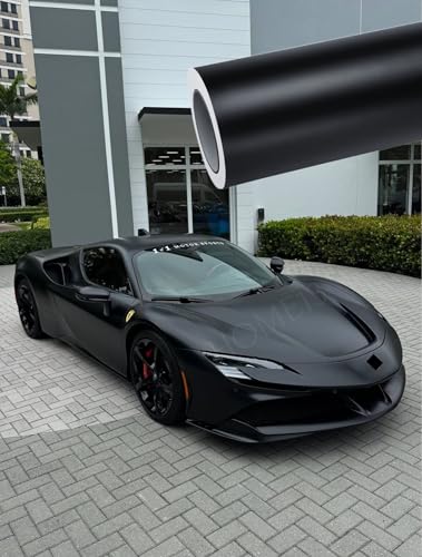 Image of HOME13 Premium Self-Adhesive Black Matte Vinyl Wrap for Car, Bike & Scooty Interior & Exterior Decorative Wrap Sticker & Decal Roll Air-Release Film (Black Matte, 20 Inch x 150 Inch)