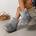 Dufnfn Women's Faux Fur Boots Size 7.5 - Mid-Calf Winter Snow Boots with Fluffy Lining, Y2K Fashion Warm Shoes for Women （grey）