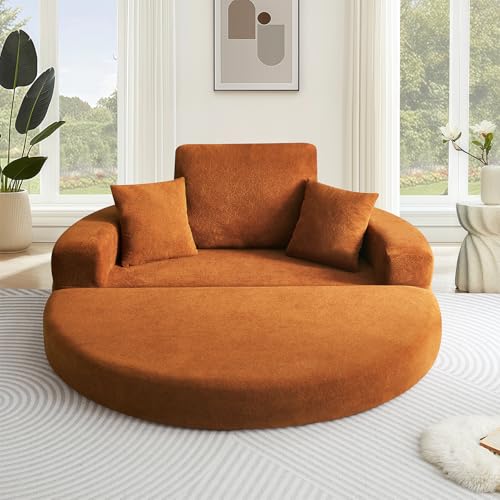 72" Convertible Folding Sofa Bed, Chenille Foldable Sofa Sleeper with High Density Foam Cushions and Armrest, Boneless Floor Lounge Couch for Living Room, Apartment, Dorm, Small Spaces, Orange