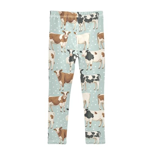 Wusikd Cows Girls' Leggings Toddler Doodles Poses Polka Kids Yoga Pants Dance Active Tights 4T2
