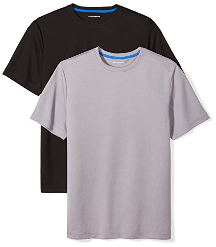 Amazon Essentials Men's Performance Short-Sleeve T-Shirts, Pack of 2, Black/Medium Grey, XX-Large