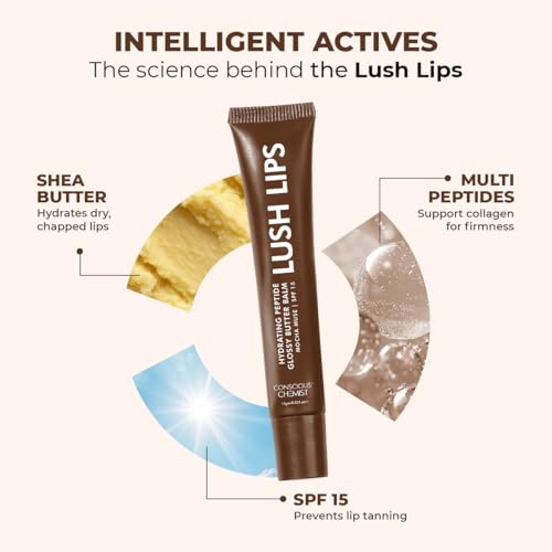 Image of Conscious Chemist Peptide Lip Balm SPF15 - Mocha Muse | 24 hr Hydration & Moisturizing Lip Balm for Dark & Pigmented Lips | Sun Protection | Soothes Dry Lips & Repair Moisture Barrier - 15g, Brown