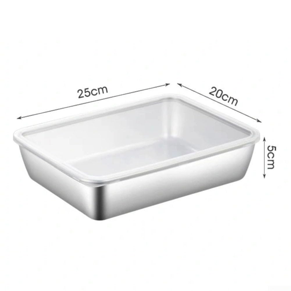 Whychstore Bandejas de almacenamiento de alimentos de acero inoxidable, caja de conservación de alimentos para cocinas familiares, hoteles, restaurantes y otros establecimientos de alimentos (B)