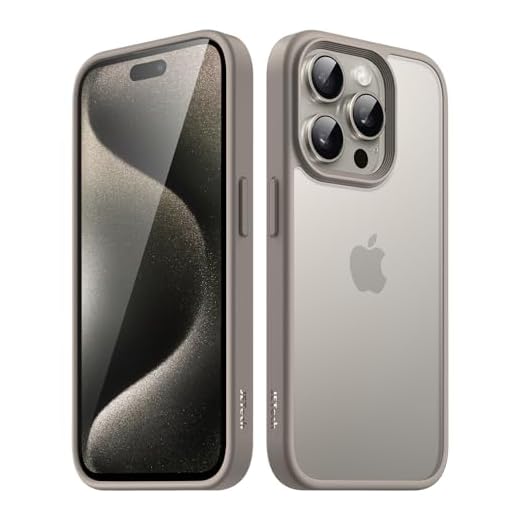 JETech Coque Mat pour iPhone 15 Pro 6,1 Pouces, Protection Antichoc Qualité Militaire, Étui Housse Arrière Translucide Givrée, Anti-Empreintes Digitales (Titane Naturel)