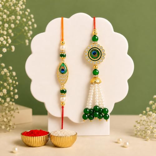 Image of CraftVatika Rakhi for Brother and Bhabhi | Premium Rakhi Set Bhaiya Bhabhi with Fridge Mgnet | Couple Pair Rakhi for Bhai Greeting Card and Tillakk Set| rakhis for rakshabandhan Set of 2 with Gift