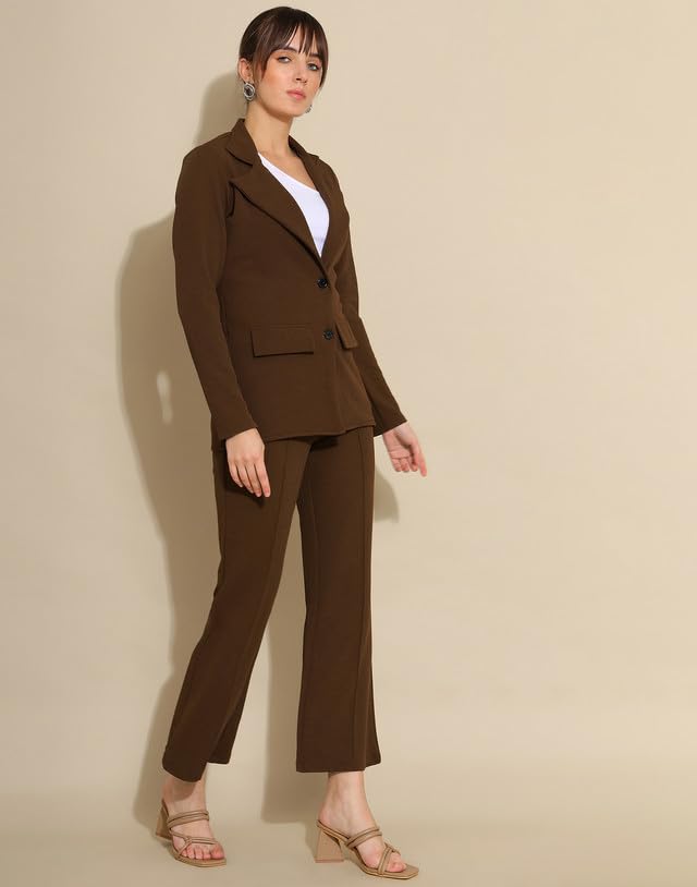 Image of SIRIL Women's Standard Length Co-Ord Set Polyester Blazer And Trouser Pant Set | Two Piece Co Ord Set | Office Wear Co Ord Set