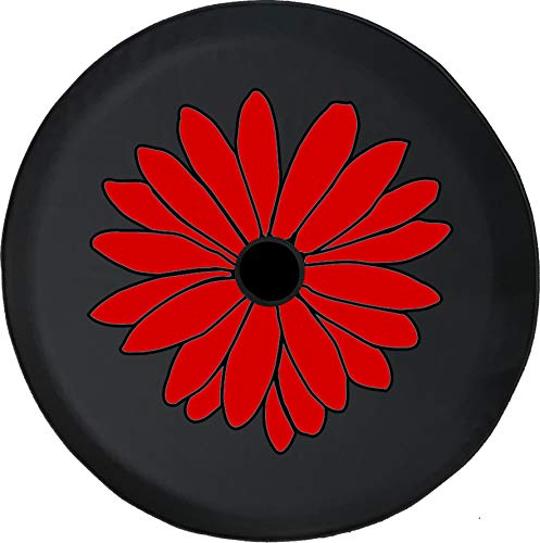 JL Spare Tire Cover Bright Red Flowers 4x4 JL Tire Cover with Backup Camera Hole BUC (Fits: JL Accessories) Black Size 32 Inch with Grommets