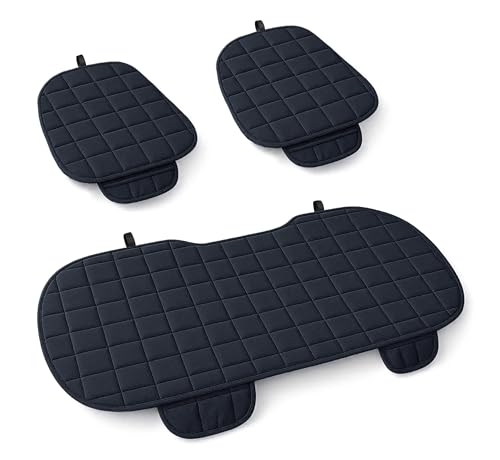 Auto Accessori Lupex Funda de asiento de 3 piezas universal para coche, protección de asiento, 2 delanteras y 1 trasera, protector confort para el coche, cojín interior (negro)