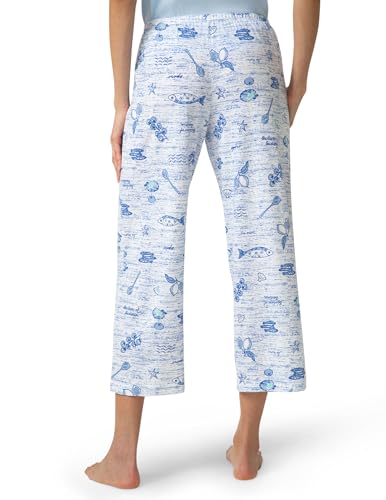 Image of HUE Women's Summer Vacation Pajama Separates, Soft, Whimsical Print Pjs with Tropical Beach Themes, Flip Flops, Cocktails