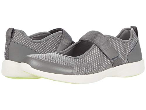 Vionic Women s Sky Jessica II Mary Jane Sneaker - Walking Shoes with Hook and Loop Closure and Concealed Orthotic Arch Support White and Grey 9.5 Medium US