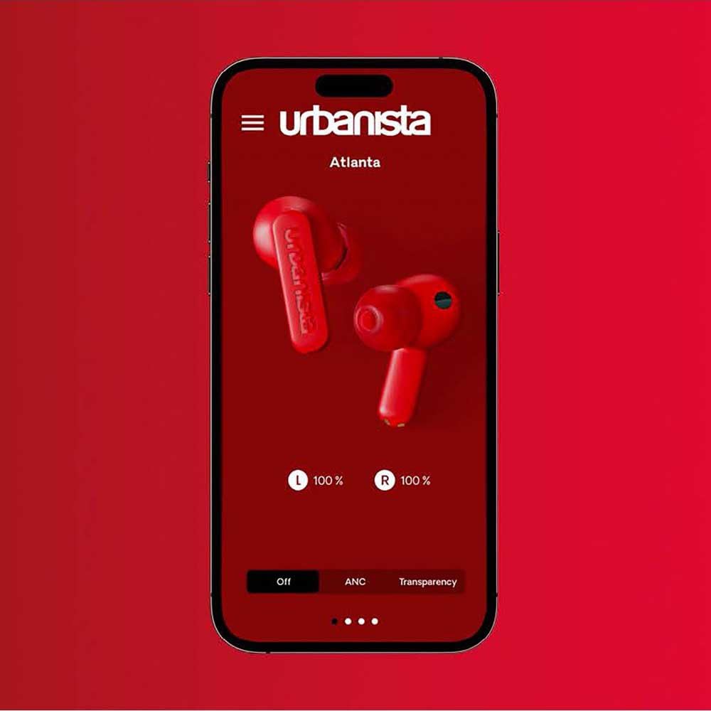 Urbanista Atlanta Écouteurs Hybrides sans Fil à Réduction Active du Bruit, Résistantes aux Éclaboussures, Écouteurs Bluetooth Multipoint, Mode Transparence, Étui de Chargement sans Fil, Noir Minuit