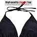 FITTOO Womens Sexy Padded V-Neck Triangle Bikini Top Push up Lace-up Classic Retro Swimsuit Black S