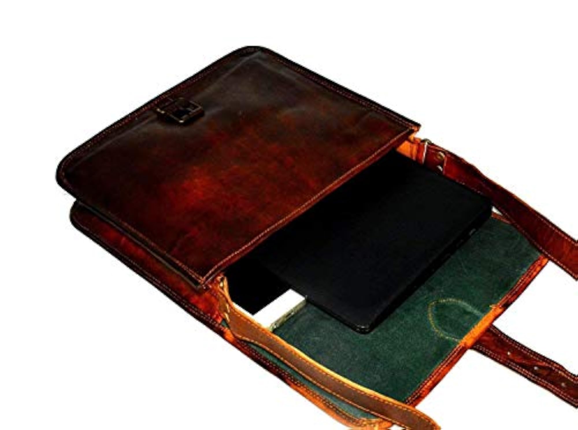 Unisex Genuine Brown Leather Shoulder Messenger Bag