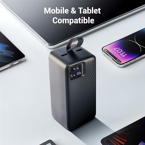 Image of ZEBRONICS 50000 mAh Power Bank | 22.5W Super Fast Charging | PD 3.0 | Dual Type-C & USB-A | Output Indicator LED Display | Circuit Protection | Wave Texture Body | EnergiPOD 50R1 (Black)