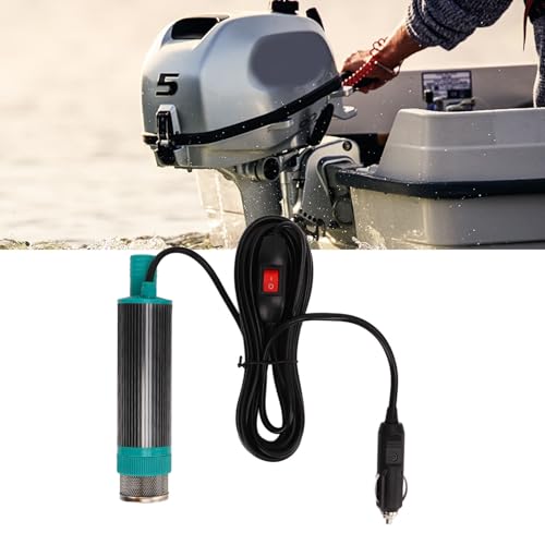 Aramox Pompa Trasferimento Liquidi 12V, Pompa Elettrica Portatile per Benzina Acqua Olio, con Tubo 5 Metri, per Auto Barca Agricolo e Emergenze