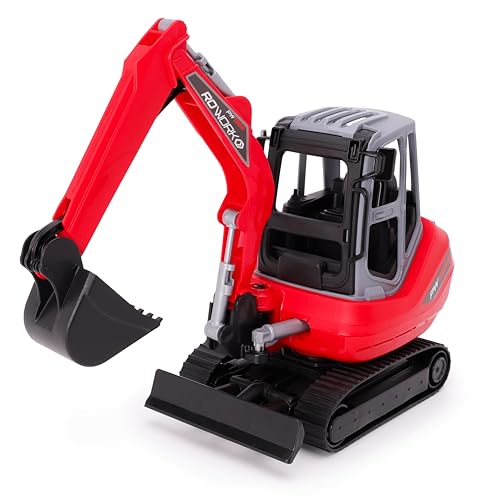 Jouet pelle rouge de 30 cm avec pistes de travail pour éviter les pannes de jeu