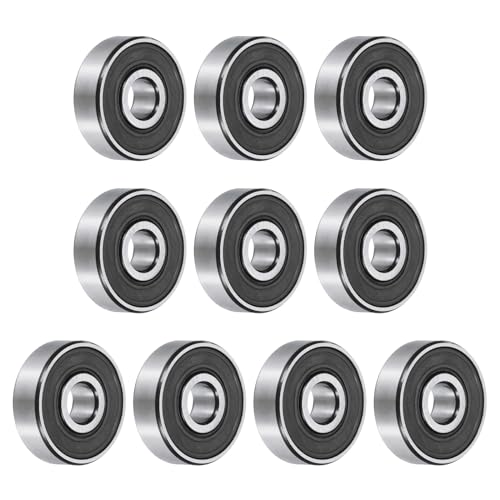 Image of sourcing map 10pcs 626-2RS Bearing 6x19x6mm, Chrome Steel Double Rubber Seals Miniature Bearing, Lubricated Deep Groove Ball Bearings, P6 (ABEC 3)