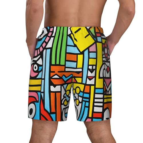 Bañador abstracto multicolor transpirable de hombre estilo casual verano 7